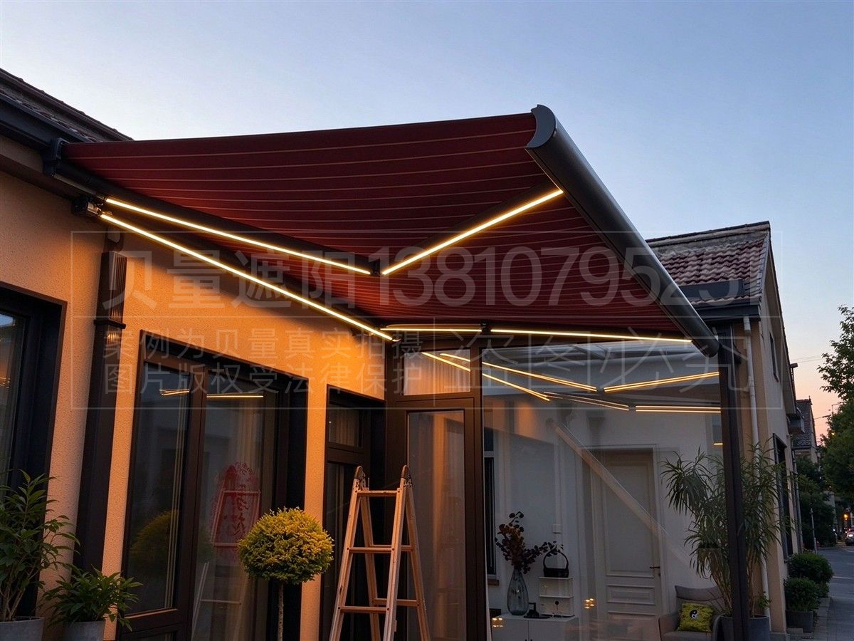 北京通州区夏村 · 两套电动全盒伸缩棚